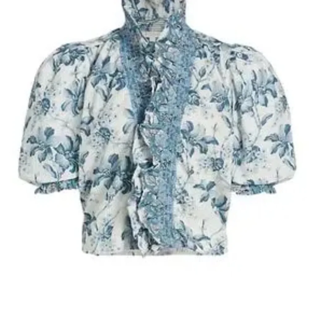 Blue Floral Ruffle Top - Picture 1 of 2